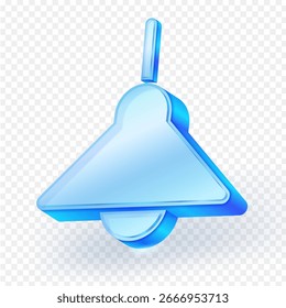 3D hanging lamp icon with blue glass, isolated on a transparent background. Vector illustration.