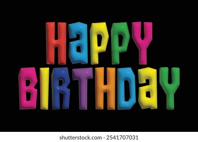 3D Happy Birthday Colorfull vector art design