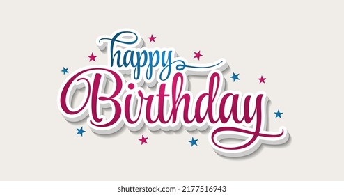 3d happy birthday lettering text sticker wishes background