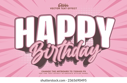 3d happy birthday text effect style