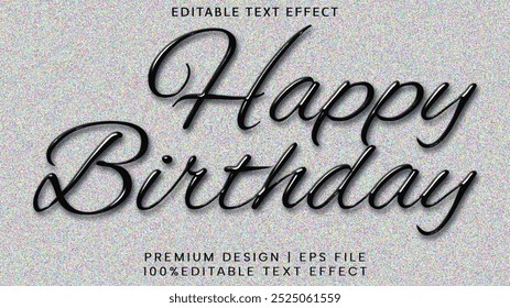 3d happy birthday text effect style In gradient background