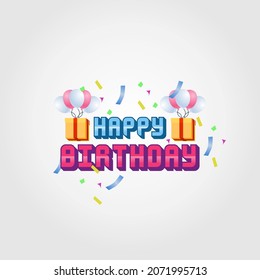 Diseño de vectores 3D Happy Birthday. Adecuado para tarjeta de felicitación.