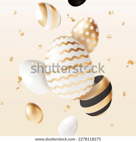 3d Happy Easter Concept Plasticine Cartoon Style Painted Egg Falling Effect. Vector illustration of Spring Holiday