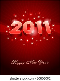 3d happy new year 2011 message vector background