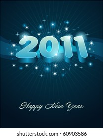 3d happy new year 2011 message vector background