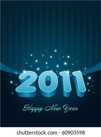 3d happy new year 2011 message vector background