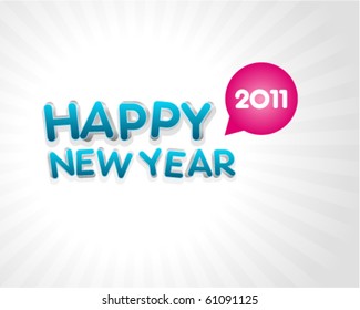 3d happy new year 2011 message vector background. Eps 10