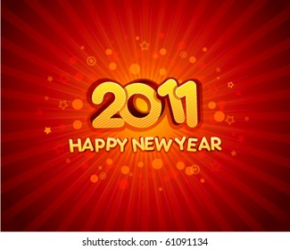 3d happy new year 2011 message vector background. Eps 10