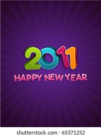 3d happy new year 2011 message vector background