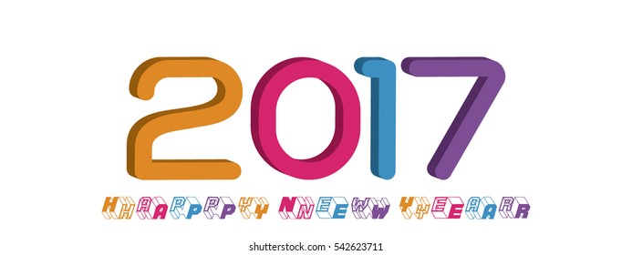 3d Happy New Year 2017 background.Vector illustration.3d