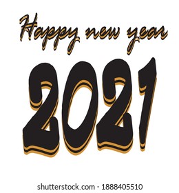 3D Happy new year 2021 vector