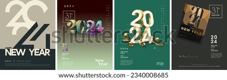3d happy new year 2024 poster design. Premium vector background, for posters, calendars, greetings and New Year 2024 celebrations.