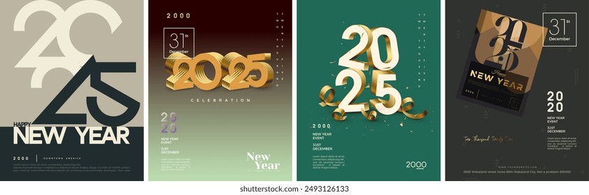 3d happy new year 2025 poster design. Premium vector background, for posters, calendars, greetings and New Year 2025 celebrations.