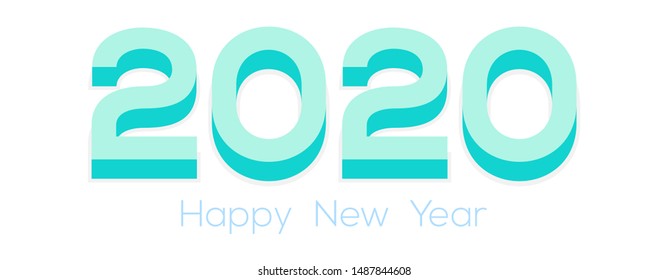 3d Happy New Year Logo. 2020 logo design. Happy New Year Text Design. Template cover 2020 year in flat design. Eps10