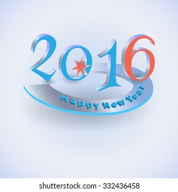 3D happy new year silver 2016. Vector Illustration