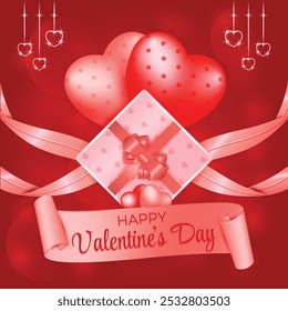 3d Happy Valentines Day banner 