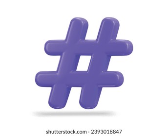 3d hashtag symbol icon vector illustration