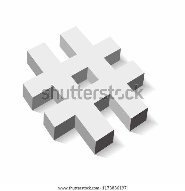 3d Hashtag Symbol On White Background Stock Vector Royalty Free