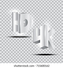 3D HD and 4K symbol vector illustration