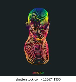 3d head consist of colorful stripes . Modern colorful lines on background . Multicolored decorative composition.
Vector solution for Your design.