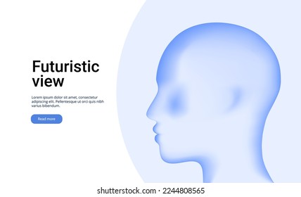 3D head icon. Abstract digital human head. Human head silhouette isolated on white. Technology and robotics concept Minimalistic design for business presentations