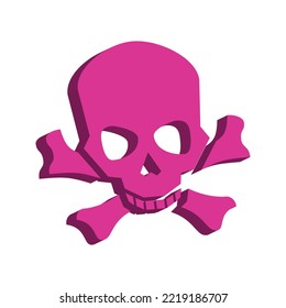 3d head skeleton head with cross-bone vector illustration 