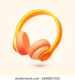 Icono de dibujos animados de auriculares 3D. Diseño de voz y sonido