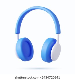 3d headphones with dynamics for loud music listening enjoying audio sound template icon isolated on white background. 3d rendering. Vector illustration