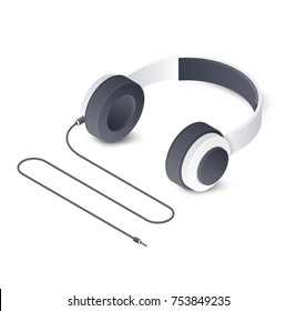 3d Headphones isolated on white background. Isometric vector illustration