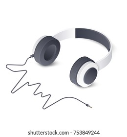 3d Headphones isolated on white background. Isometric vector illustration