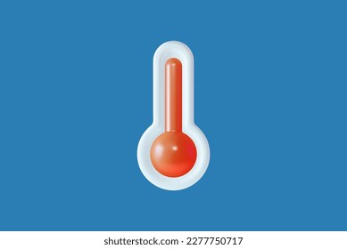 3d Health Care Concept Plasticine Cartoon Style on a Blue. Vector illustration of Thermometer Measuring Heat