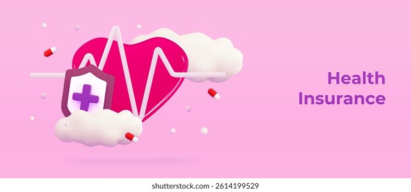 3D Health insurance concept Life insurance family health care protection and medical service