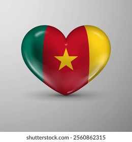 3d heart background with flag of Cameroon. An element of impact for the use you want to make of it.