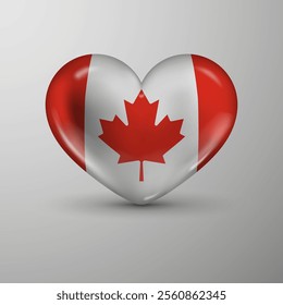 3d heart background with flag of Canada. An element of impact for the use you want to make of it.