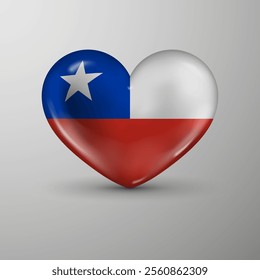 3d heart background with flag of Chile. An element of impact for the use you want to make of it.