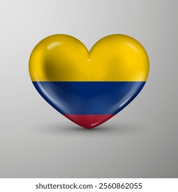 3d heart background with flag of Colombia. An element of impact for the use you want to make of it.