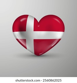 3d heart background with flag of Denmark. An element of impact for the use you want to make of it.