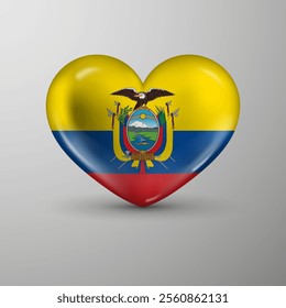 3d heart background with flag of Ecuador. An element of impact for the use you want to make of it.
