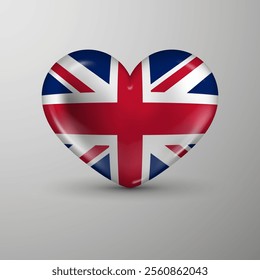 3d heart background with flag of England. An element of impact for the use you want to make of it.