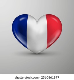 3d heart background with flag of France. An element of impact for the use you want to make of it.