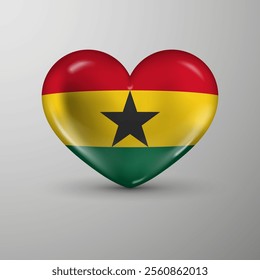 3d heart background with flag of Ghana. An element of impact for the use you want to make of it.