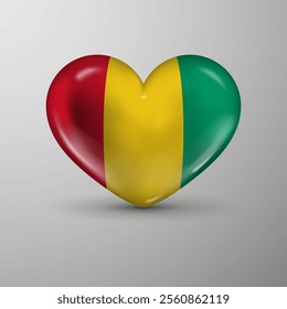 3d heart background with flag of Guinea. An element of impact for the use you want to make of it.