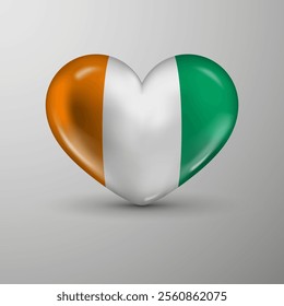3d heart background with flag of IvoryCoast. An element of impact for the use you want to make of it.