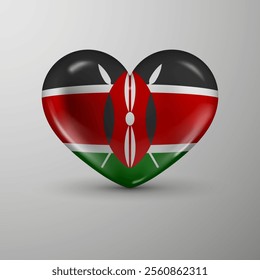 3d heart background with flag of Kenya. An element of impact for the use you want to make of it.