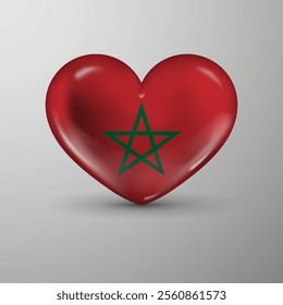 3d heart background with flag of Morocco. An element of impact for the use you want to make of it.