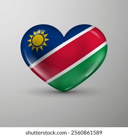 3d heart background with flag of Namibia. An element of impact for the use you want to make of it.