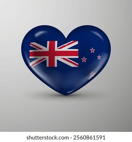 3d heart background with flag of Newzealand. An element of impact for the use you want to make of it.