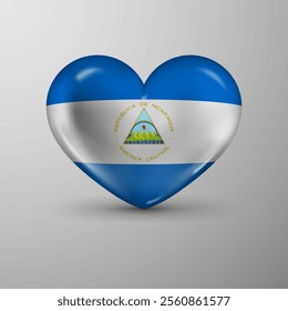 3d heart background with flag of Nicaragua. An element of impact for the use you want to make of it.