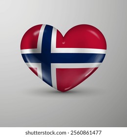 3d heart background with flag of Norway. An element of impact for the use you want to make of it.