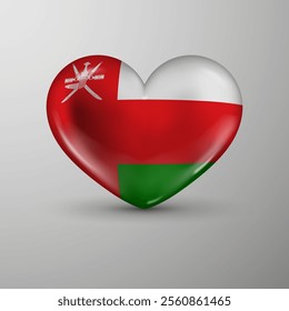 3d heart background with flag of Oman. An element of impact for the use you want to make of it.